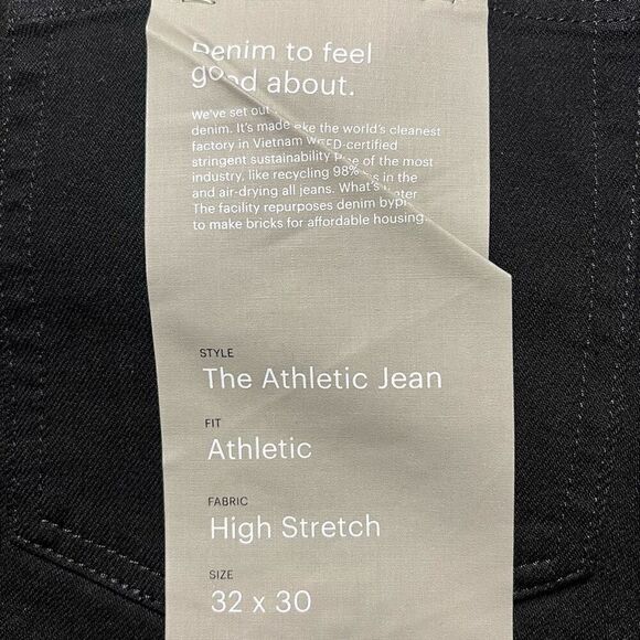 Everlane The Athletic 4-Way Stretch Organic Jean | Uniform Black Men’s 32 x 30 - Picture 11 of 13